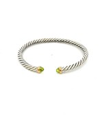 David Yurman Prasiolite Cable Cuff Bracelet Size M Gold &amp; Silver Estate ... - $386.10