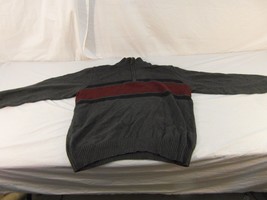 Adult Men&#39;s Eddie Bauer Gray Maroon Black Striped Combed Cotton Sweater 30790 - £23.16 GBP