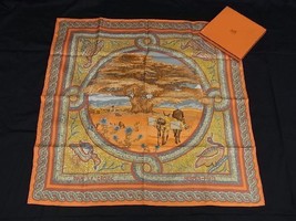Hermes Scarf SOUS LE CEDRE Silk 90 cm orange Carre Himalayas cedar 35&quot; - £485.54 GBP