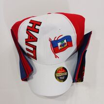 Parquet Haiti Mens Back Strap White Cotton Baseball Cap Hat + Haiti Flag Bandana image 2