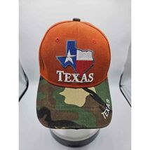 Texas State Logo Orange and Camo Adjustable Hat One Cap - $12.54