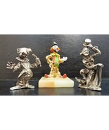 Painted Clown on Marble Base Signed by Judi and Two Pewter Clown Figurines - $21.75