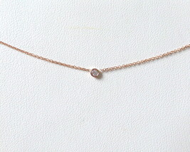 Diamond Solitaire Bezel Set Necklace 14K Rose Gold 0.03CT SI1 Clarity G Color - £97.81 GBP+