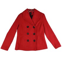 Rampage Women&#39;s L Double Breasted Red Classic Pea Coat Jacket Preppy Fau... - £26.97 GBP