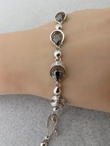 Vintage Sorrento Sterling Silver Bracelet 8.8g Filigree Links Black Ston... - $44.99