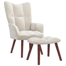  Relaxing Chair with a Stool Cream White Velvet - $3,814.76 MXN