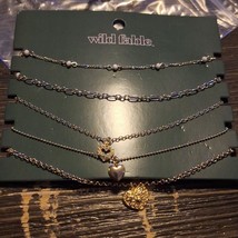 Wild fable 5 necklaces, three of them heart pendant, one with rhinestones - £7.45 GBP