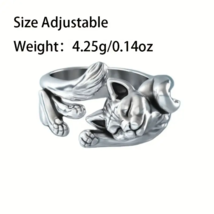 Silver-Plated Open Cat Ring  - New - £10.29 GBP
