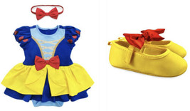 NEW Disney Store Baby Snow White Costume Dress Headband Shoes 12-18 OR 18-24M - £37.55 GBP