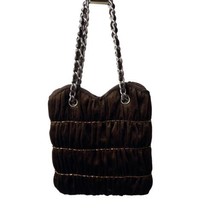 Girls Fabric Brown Hand Bag Chain Strap 6 x 6.5 inch - £5.23 GBP