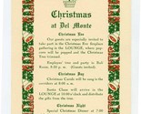 Christmas at Del Monte Meal Schedule Del Monte California 1937 Monterey  - $77.22