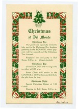 Christmas at Del Monte Meal Schedule Del Monte California 1937 Monterey  - £61.58 GBP