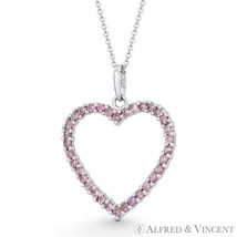 Heart Love Charm Simulated Tourmaline CZ Crystal Pave Pendant in 14k White Gold - £89.40 GBP+