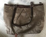 COACH Tan SIGNATURE LEATHER BAG SATCHEL Coach and Horse Tapestry Double ... - $65.09
