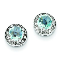 Sterling Silver Diamond &amp; Blue Topaz Earring Jewerly - £86.30 GBP