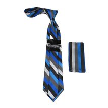 Men's Stacy Adams Tie and Hankie Set Fancy Woven Silky Satin #SAT81 Blue image 2