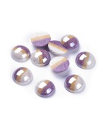 10 Round Glass Cabochons Purple Striped Pearlized Flat Back Glue On Dome... - €6,63 EUR