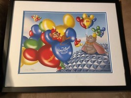 Don Ducky Williams Dumbo Walt Disney World Balloons LE Framed Signed Art Mickey - £186.13 GBP