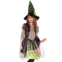 Girls Striped Spellcaster Witch Costume Size 8-10 Wicked Miss Muffet Spi... - $17.77