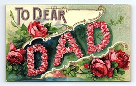 Antique Postcard To Dear Dad Father&#39;s Day Embossed - £5.34 GBP