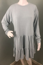 NWT Women&#39;s Wild Fable L/S Blue Mineral Wash Sweatshirt Dress Sz Medium - $14.84