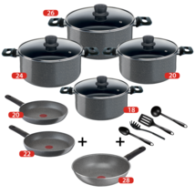 11 Pc Tefal Cooking Set 4Pot &amp;Glass Lid +2 Fry Pan +Wok+4 Spoon Coated I... - £790.48 GBP