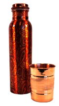 Terrapin Trading Ltd 100% Pure Copper Ayurvedic Water Bottle+ cup - Yoga Sport T - £25.77 GBP