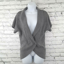 Bisou Bisou Sweater Womens XS Gray Acrylic Knit Top Deep V Snap Cardigan - £17.24 GBP