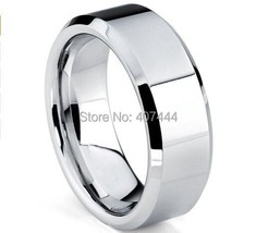 Free Shipping JEWELRY Supernova Sale 8MM Comfort Fit Silver Beveled Wedd... - £22.49 GBP