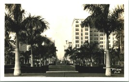 RPPC Flagler Street Vista Da Bayfront Park Miami Florida Fl Unp Cartolina C8 - £9.75 GBP