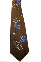 Mens RETRO Vintage Necktie  Prince Consort Golden Clasp Irises 4.5&quot; Wide... - $34.47