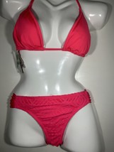 Pink Becca Swimsuit womens top (L) &amp; Bottom (L) bathing suit NWT american fit - £10.48 GBP