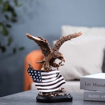 Eagle with American Flag Statue Wildlife Eagle Figurine - £39.02 GBP