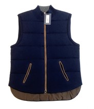 New Hart Schaffner Marx Men&#39;s Extra Fine Wool Puffer Vest Navy Small MSR... - $119.99