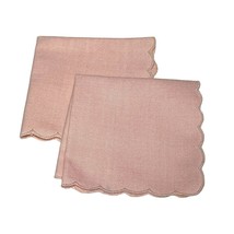 Vintage Linen Cocktail Napkins Set of 2 Pink with Scalloped Edge - $110.71 MXN