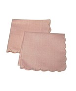 Vintage Linen Cocktail Napkins Set of 2 Pink with Scalloped Edge - $110.71 MXN