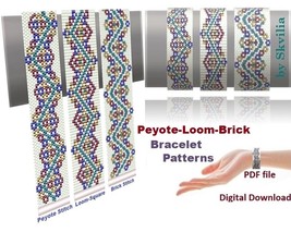 Cuff Bracelet Patterns Even count Peyote-Loom-Brick Stitch, Miyuki-Preci... - $6.78 CAD