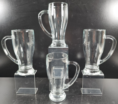 4 Libbey Cafe Clear Mugs Set Heavy Handled Coffee Drinking Glasses USA M... - $56.30
