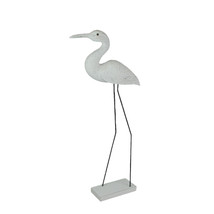 30 Inch Hand Carved Wood and Metal White Bird Statue Coastal Decor Sculpture - £38.95 GBP