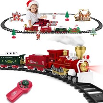 Christmas Train Set for Kids Remote Control Train with Smoke Light Sound Steam L - $113.76