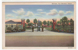 Entrance Fort Sheridan Illinois linen postcard - $5.94