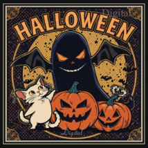 HALLOWEEN Clipart Ghost, Cat, Pumpkin INSTANT DOWNLOAD Printable Graphic... - $1.50