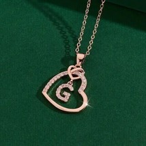 1Ct Round Cut Lab Created Diamond  Heart Letter-G Pendant 14K Rose Gold Plated - £108.50 GBP