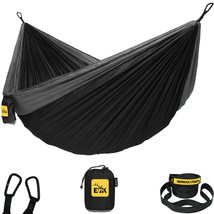 ELK Single Hammock with Tree Straps for Outdoor Camping (Black / Gray, Single) - £17.66 GBP
