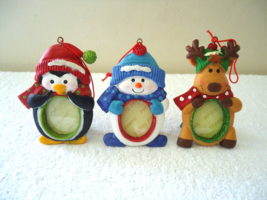 Set Of 3 Winter Themed Small Figurine Pic Holders / Ornaments &quot; Beautiful Gift &quot; - £17.11 GBP