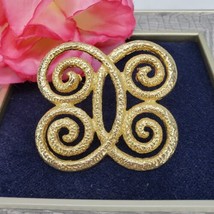 Vintage Unsigned Gold Tone Swirl Brooch Pin - £14.57 GBP