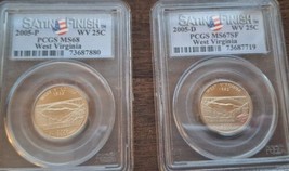 2005 P And D Pcgs MS68SF Satin Finish West Virginia State Quarters Both Coins - £18.98 GBP