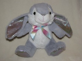 Dandee Stuffed Plush Gray Rainbow Sparkle Easter Bunny Rabbit Soft Fluffy - £19.41 GBP