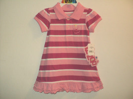 NEW Lazoo Girl&#39;s Dress Size Infant 18 Months Pink Stripes Short Sleeves ... - £11.70 GBP