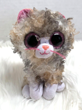 Ty Beanie Boos Plush Bean Bag Cat Scrappy Kitten Kitty Gray Tan Fluffy S... - $9.89